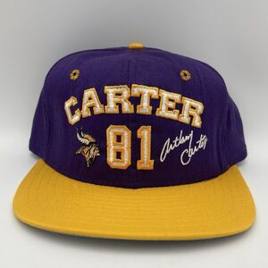 Vintage Anthony Carter #81 Minnesota Vikings AJD Snapback Hat Cap NEW OLD STOCK